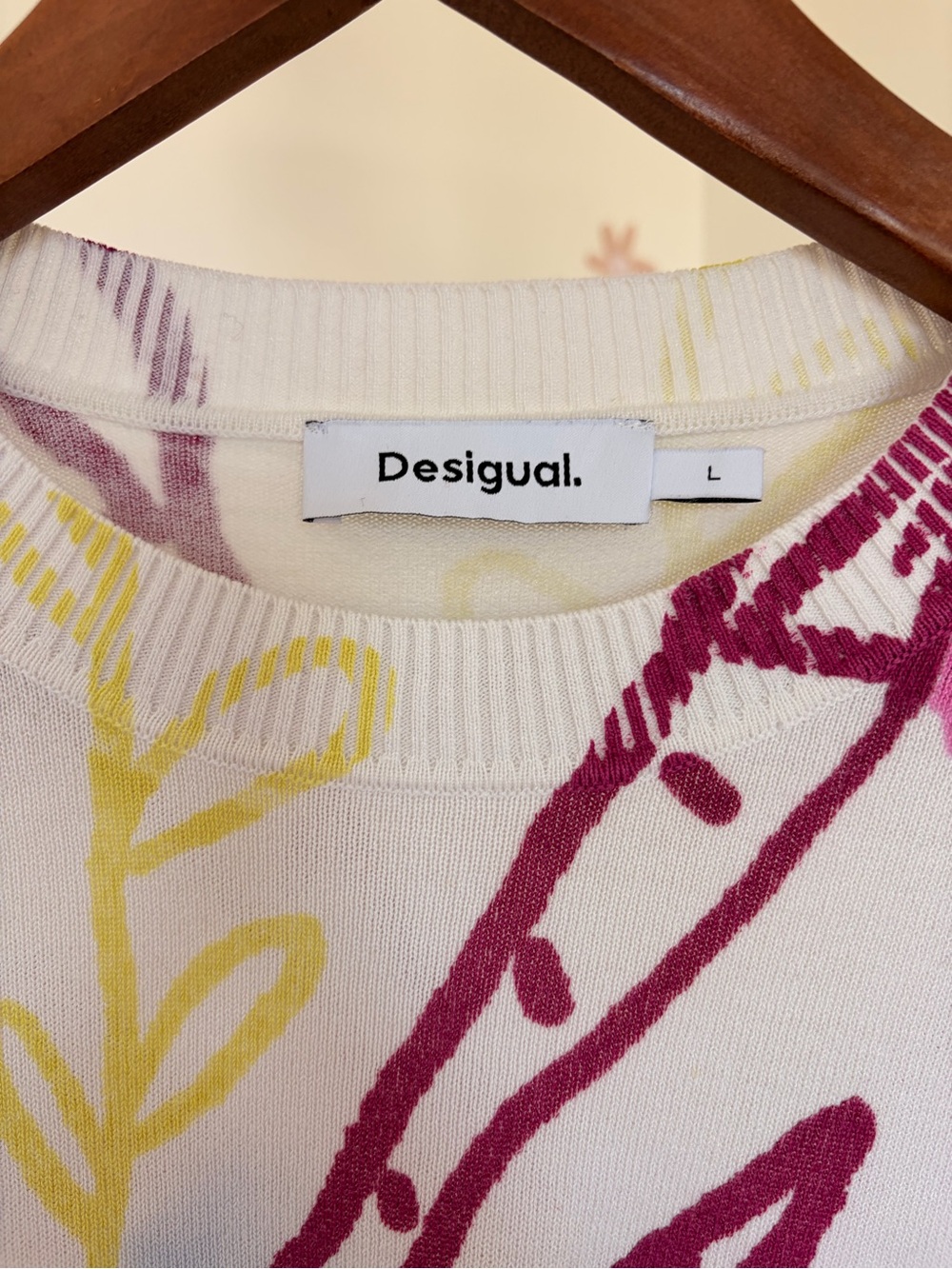 DESIGUAL FINE KNIT SWEATER PULLOVER WITH PATTERNS Size Large - Picture 5 of 6